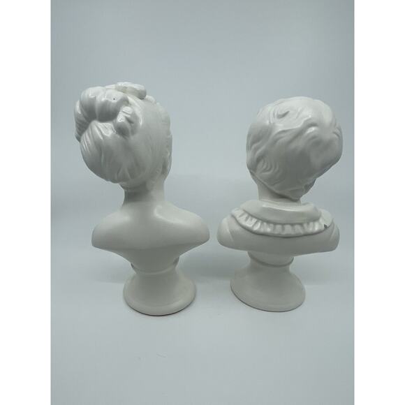 National Potteries Co Pair Statues Girl Boy Bust Japan Set of 2 Napco - Picture 8 of 12
